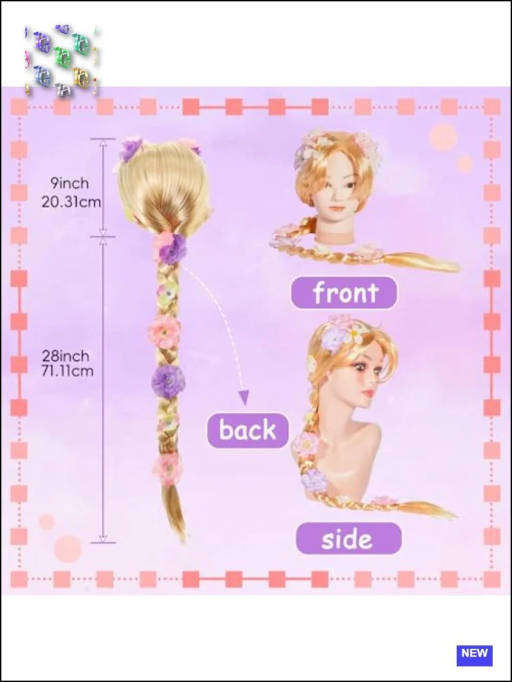 Girls Rapunzel Princess Dress Costume with Wig - Kids Dress Up